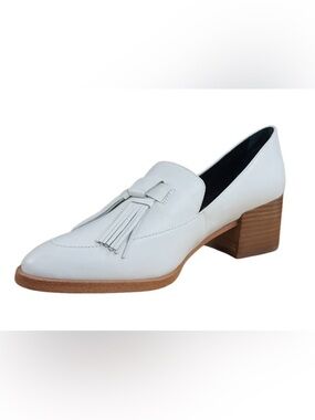 Rebecca minkoff Women’s White Tassel Loafer Heel - Classic Leather Slip-On